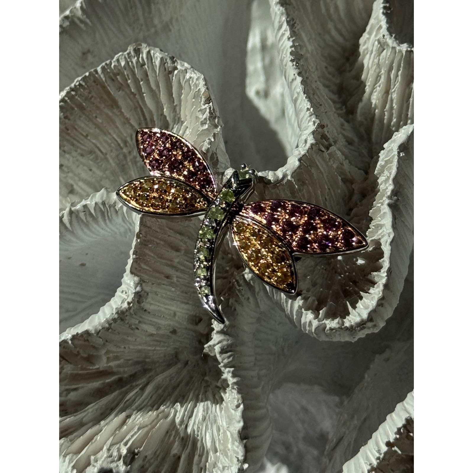 925 Sterling Silver Dragonfly Spinel Brooch 190$